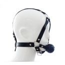 Uprząż na głowę z kneblem kulkowym 4 cm – regulowana, czarna - 4