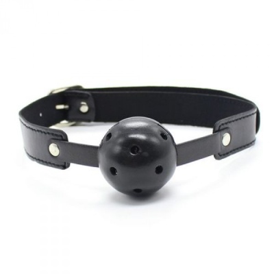 Knebel kulkowy Breath Hole z otworami wentylacyjnymi 4,5 cm, czarny - 1