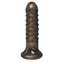 Nakładka na penisa Dick & Ball Sleeve 18 cm z otworem na jądra i teksturą rowków - 1