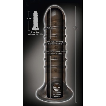 Nakładka na penisa Dick & Ball Sleeve 18 cm z otworem na jądra i teksturą rowków - 6