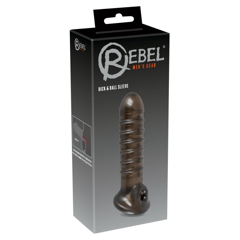 Nakładka na penisa Dick & Ball Sleeve 18 cm z otworem na jądra i teksturą rowków - 7