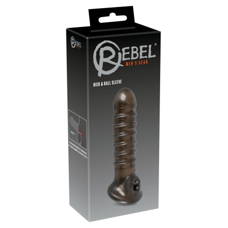 Nakładka na penisa Dick & Ball Sleeve 18 cm z otworem na jądra i teksturą rowków - 7
