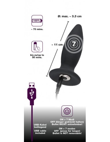 Korek analny wibrujący Bv Rechargeable Plug Small - Kulki i korki analne wibrujące - 5