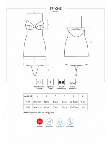 Bielizna Nocna 871-Che-2 Koszulka I Stringi  S/M - Koszule nocne - 5