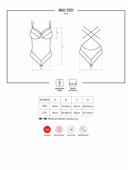Uwodzicielska bielizna 860-TED-2 body białe  S/M - Body - 5