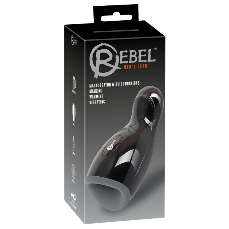 Masturbator Rebel z 3 funkcjami: wibracje, ogrzewanie i ruch posuwisty, 20 cm - 2