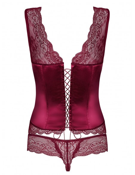 Zestaw  Miamor Gorset I Stringi Bordowy - Komplety bielizny erotycznej - 6