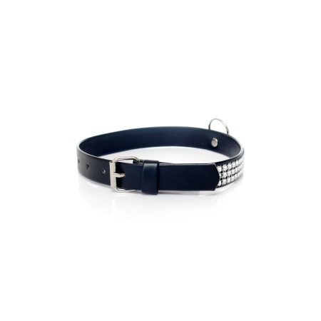 Obroża BDSM Collar With Crystals 2 Cm Silver - 4
