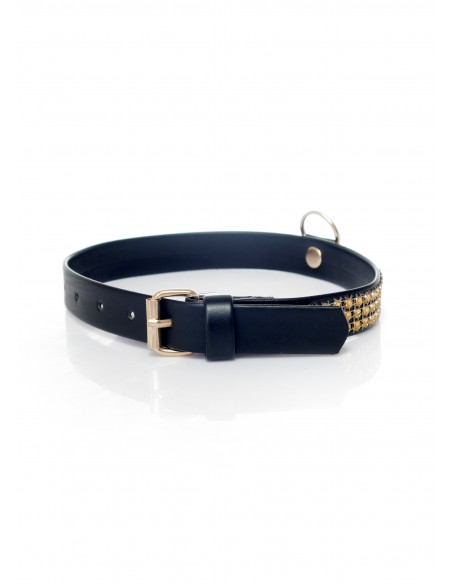 Obroża BDSM Collar With Crystals 2 Cm Gold - Chokery, obroże i smycze - 4