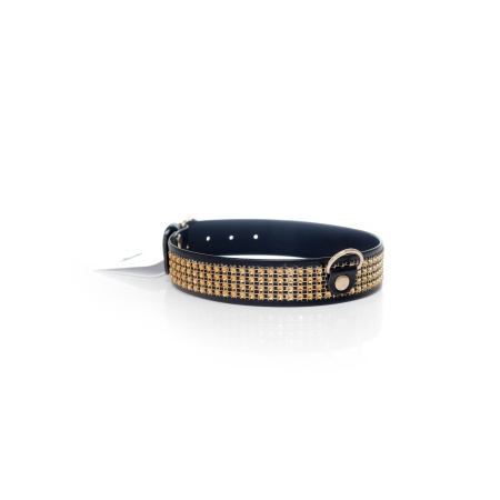 Obroża BDSM Collar With Crystals 3 Cm Gold - 4