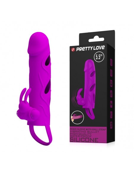 Wibrująca Nakładka Na Penisa Ball Strap Purple - Przedłużki i nakładki na penisa - 1