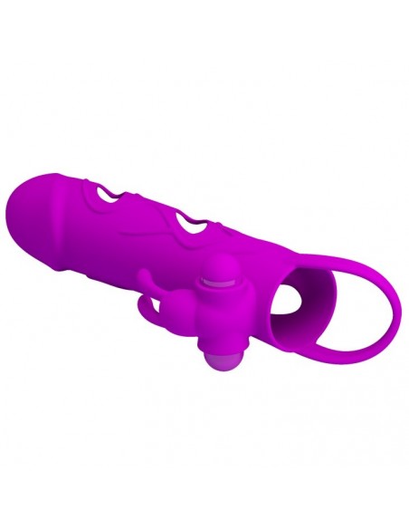 Wibrująca Nakładka Na Penisa Ball Strap Purple - Przedłużki i nakładki na penisa - 4