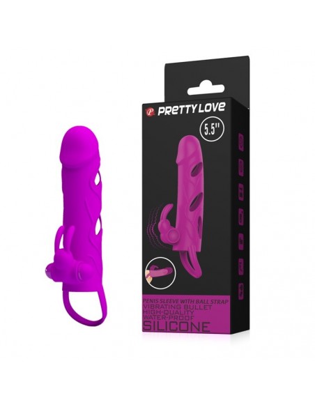 Wibrująca Nakładka Na Penisa Ball Strap Purple - Przedłużki i nakładki na penisa - 9