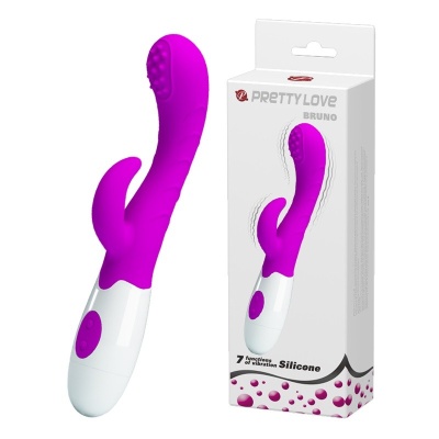 Wibrator Bruno 19 cm z podwójną stymulacją punktu G i łechtaczki - 1 2