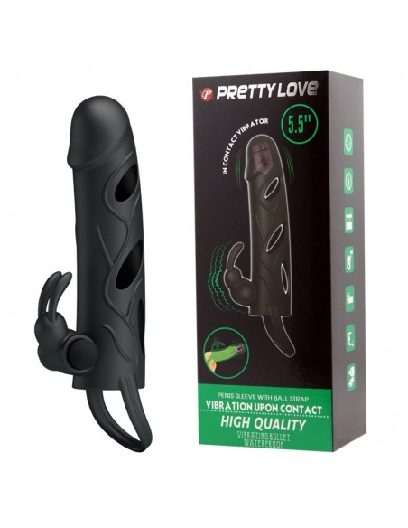 Wibrująca Nakładka Na Penisa Ball Strap Black - Przedłużki i nakładki na penisa - 1