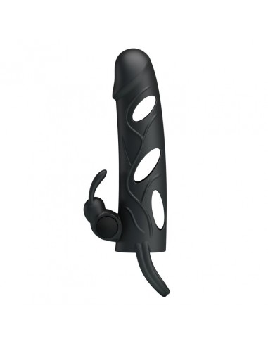 Wibrująca Nakładka Na Penisa Ball Strap Black - Przedłużki i nakładki na penisa - 4