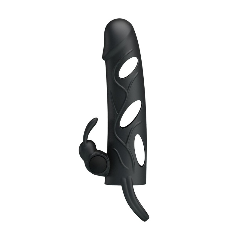 Wibrująca nakładka na penisa Penis Sleeve With Ball Strap 14 cm - 4