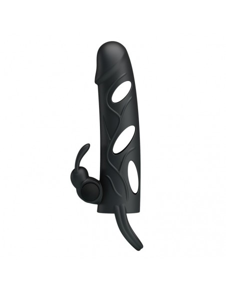 Wibrująca Nakładka Na Penisa Ball Strap Black - Przedłużki i nakładki na penisa - 4