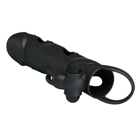 Wibrująca nakładka na penisa Penis Sleeve With Ball Strap 14 cm - 5