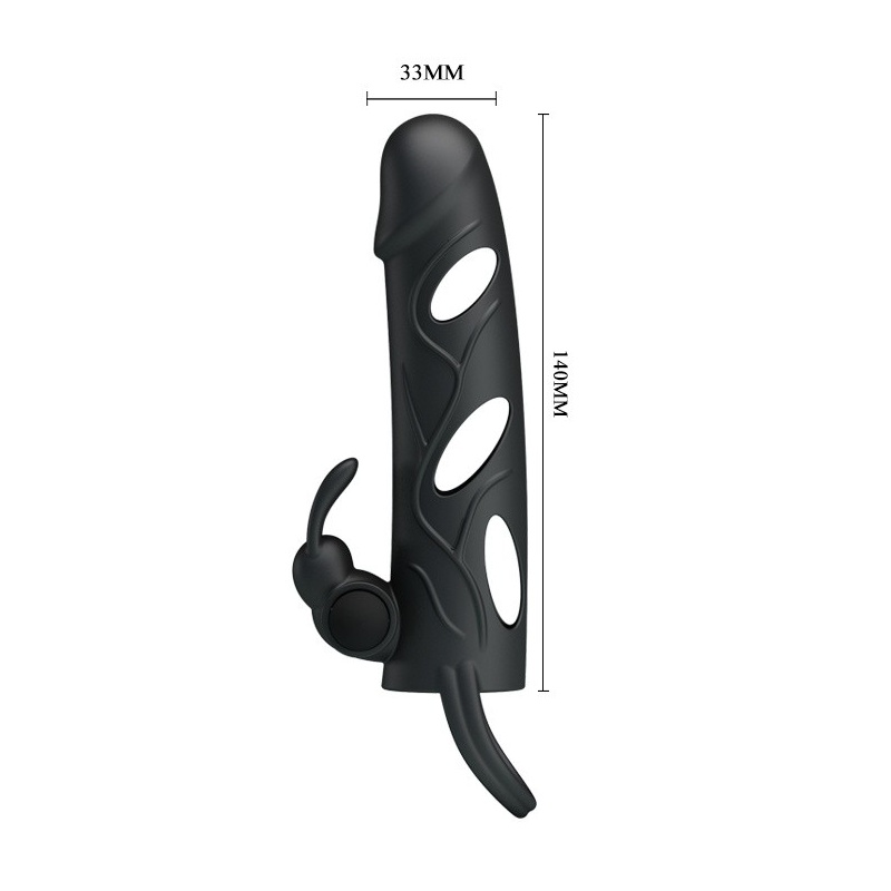 Wibrująca nakładka na penisa Penis Sleeve With Ball Strap 14 cm - 6