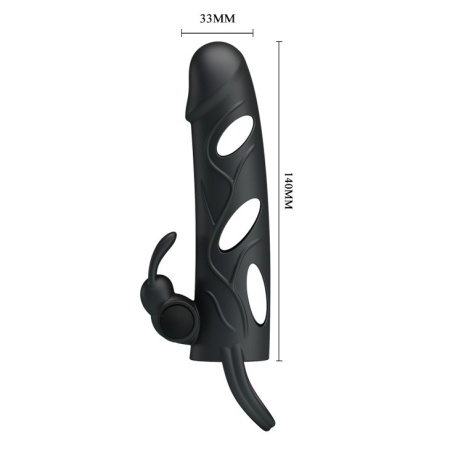 Wibrująca nakładka na penisa Penis Sleeve With Ball Strap 14 cm - 6