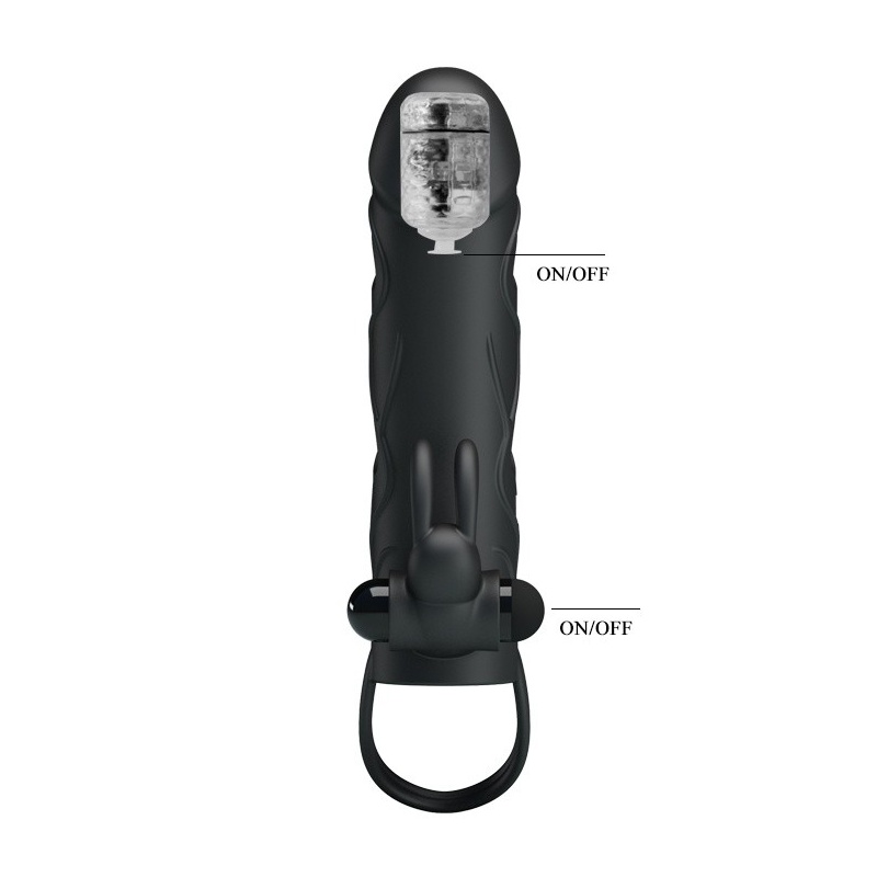 Wibrująca nakładka na penisa Penis Sleeve With Ball Strap 14 cm - 7
