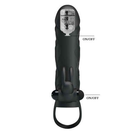 Wibrująca nakładka na penisa Penis Sleeve With Ball Strap 14 cm - 7