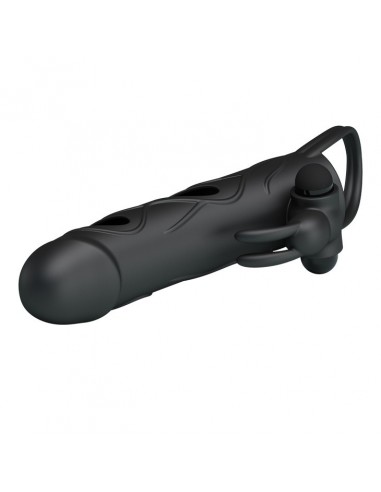 Wibrująca Nakładka Na Penisa Ball Strap Black - Przedłużki i nakładki na penisa - 8