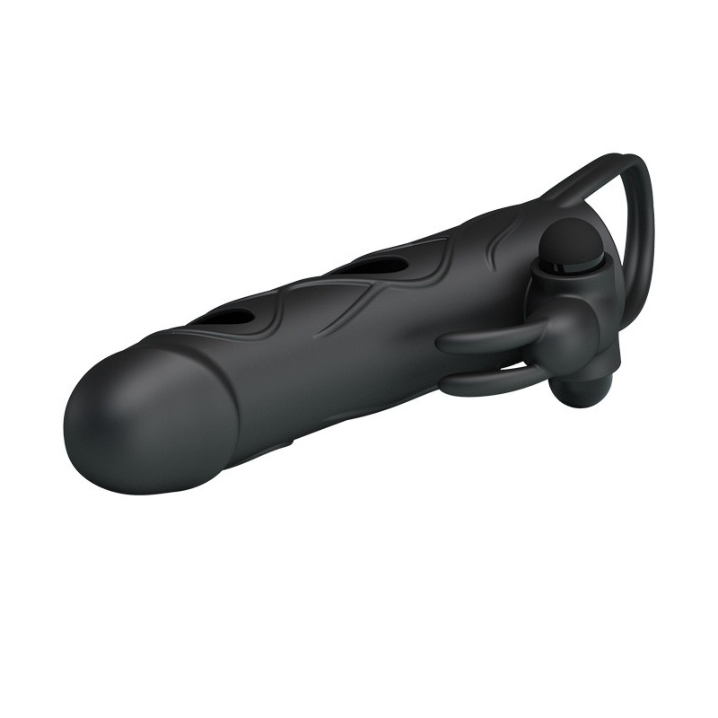 Wibrująca nakładka na penisa Penis Sleeve With Ball Strap 14 cm - 8