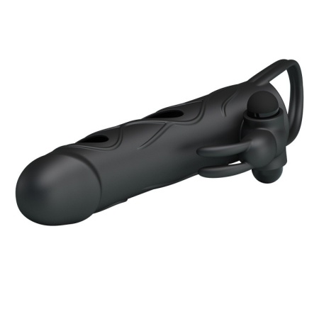 Wibrująca nakładka na penisa Penis Sleeve With Ball Strap 14 cm - 8