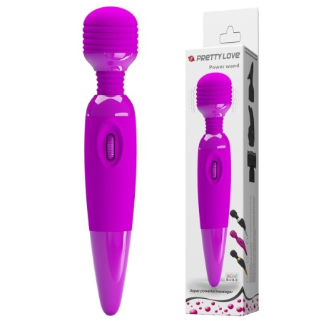 Wibrator masażer Power Wand Purple - bezstopniowa regulacja drgań, kulista główka 4,5 cm, długość całkowita 25 cm - 2