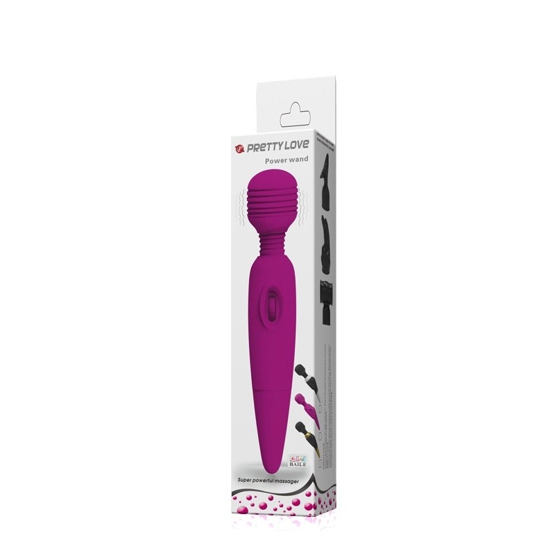 Wibrator masażer Power Wand Purple - bezstopniowa regulacja drgań, kulista główka 4,5 cm, długość całkowita 25 cm - 10