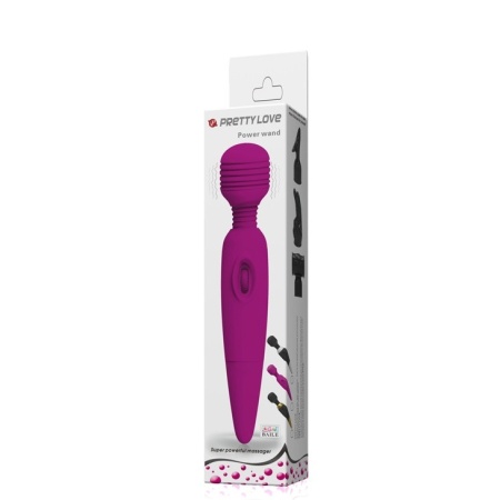 Wibrator masażer Power Wand Purple - bezstopniowa regulacja drgań, kulista główka 4,5 cm, długość całkowita 25 cm - 10