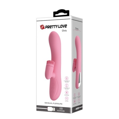 Wibrator ze stymulatorem łechtaczki Chris - 7 trybów wibracji, 4 tryby rotacji, 20,5 cm - 1 2