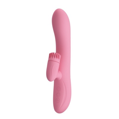 Wibrator ze stymulatorem łechtaczki Chris - 7 trybów wibracji, 4 tryby rotacji, 20,5 cm - 1