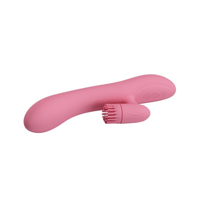 Wibrator ze stymulatorem łechtaczki Chris - 7 trybów wibracji, 4 tryby rotacji, 20,5 cm - 4