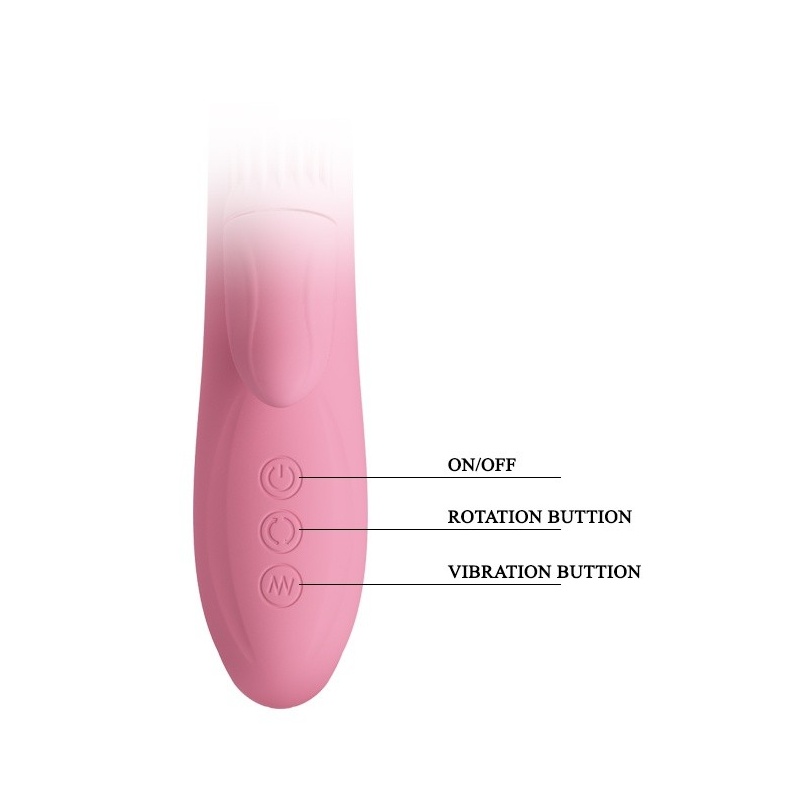 Wibrator ze stymulatorem łechtaczki Chris - 7 trybów wibracji, 4 tryby rotacji, 20,5 cm - 7