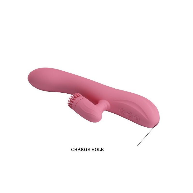 Wibrator ze stymulatorem łechtaczki Chris - 7 trybów wibracji, 4 tryby rotacji, 20,5 cm - 8