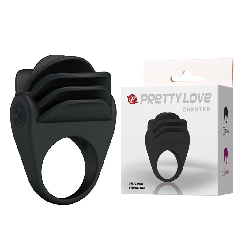 Pierścień na penisa CHESTER vibration z wibrującymi wypustkami, silikonowy, średnica 3 cm - 2