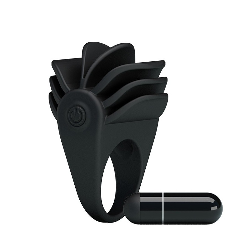 Pierścień na penisa CHESTER vibration z wibrującymi wypustkami, silikonowy, średnica 3 cm - 4