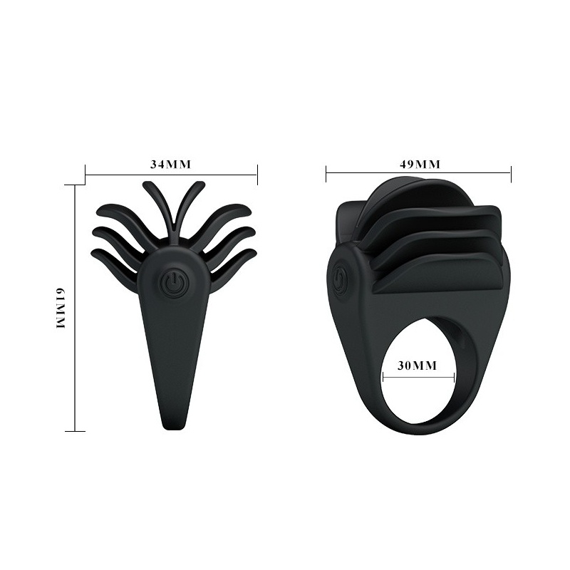 Pierścień na penisa CHESTER vibration z wibrującymi wypustkami, silikonowy, średnica 3 cm - 5