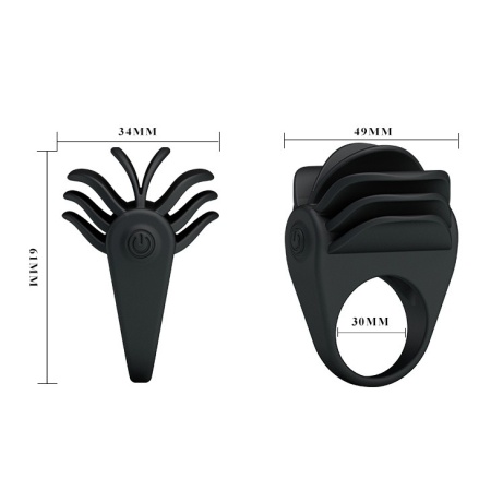 Pierścień na penisa CHESTER vibration z wibrującymi wypustkami, silikonowy, średnica 3 cm - 5