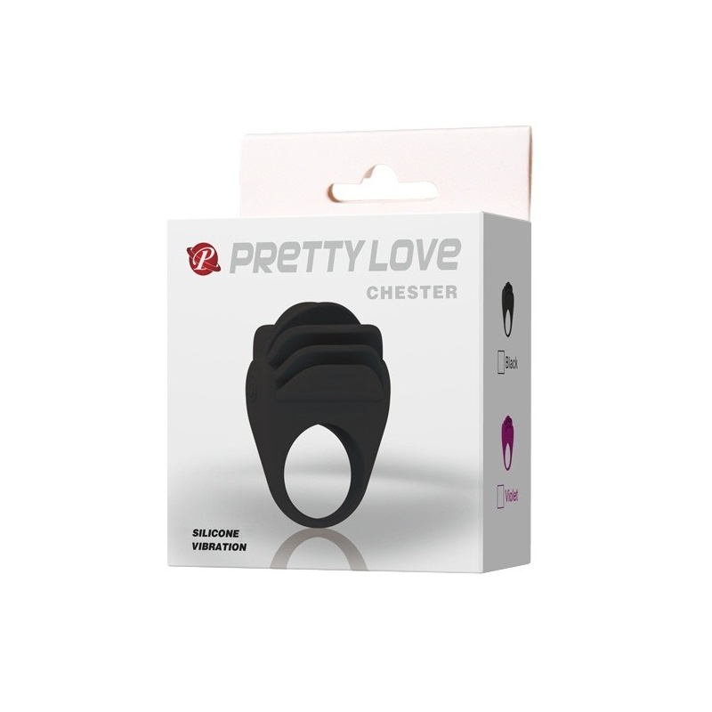 Pierścień na penisa CHESTER vibration z wibrującymi wypustkami, silikonowy, średnica 3 cm - 8