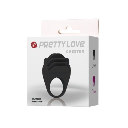 Pierścień na penisa CHESTER vibration z wibrującymi wypustkami, silikonowy, średnica 3 cm - 8
