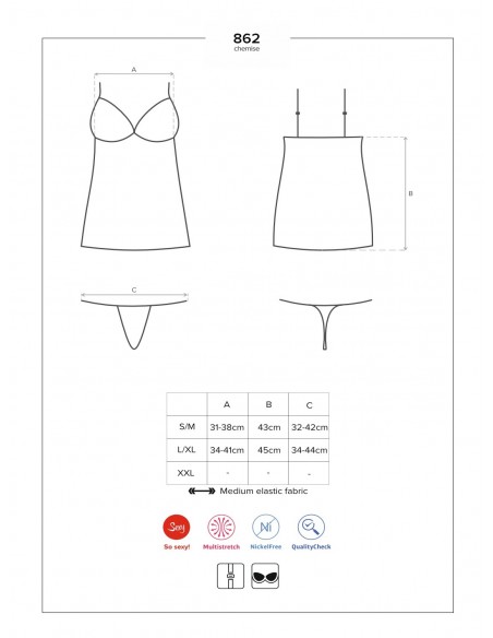 Bielizna Nocna 862-Che-1 Koszulka I Stringi  S/M - Koszule nocne - 5