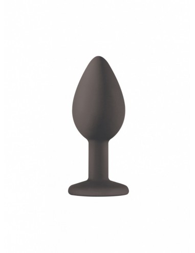 Mały Czarny Korek Analny z Pięknym Diamentem Rhinestone - Korki analne silikonowe - 2