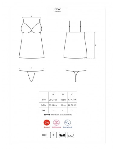 Bielizna Nocna 867-Che-1 Koszulka I Stringi  S/M - Koszule nocne - 7