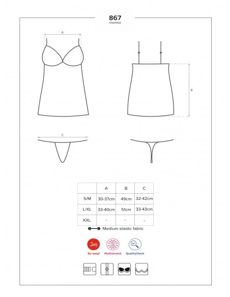 Bielizna Nocna 867-Che-1 Koszulka I Stringi  S/M - Koszule nocne - 7