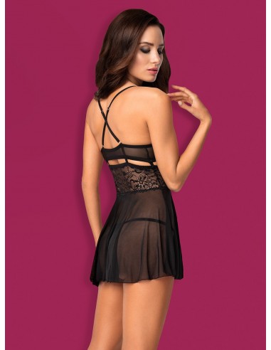 838-Bab-1 Babydoll I Stringi Czarna - Babydoll - 4