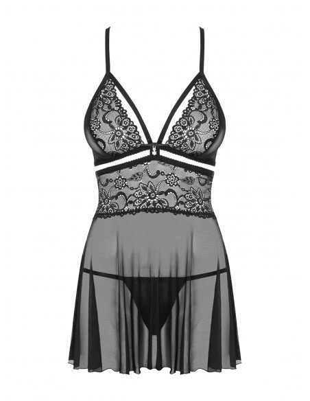 838-Bab-1 Babydoll I Stringi Czarna - Babydoll - 5